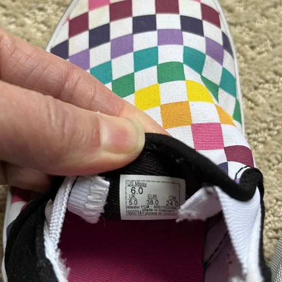 Vans Rainbow Checkered Sneakers Sz6 EUC - Picture 5 of 7
